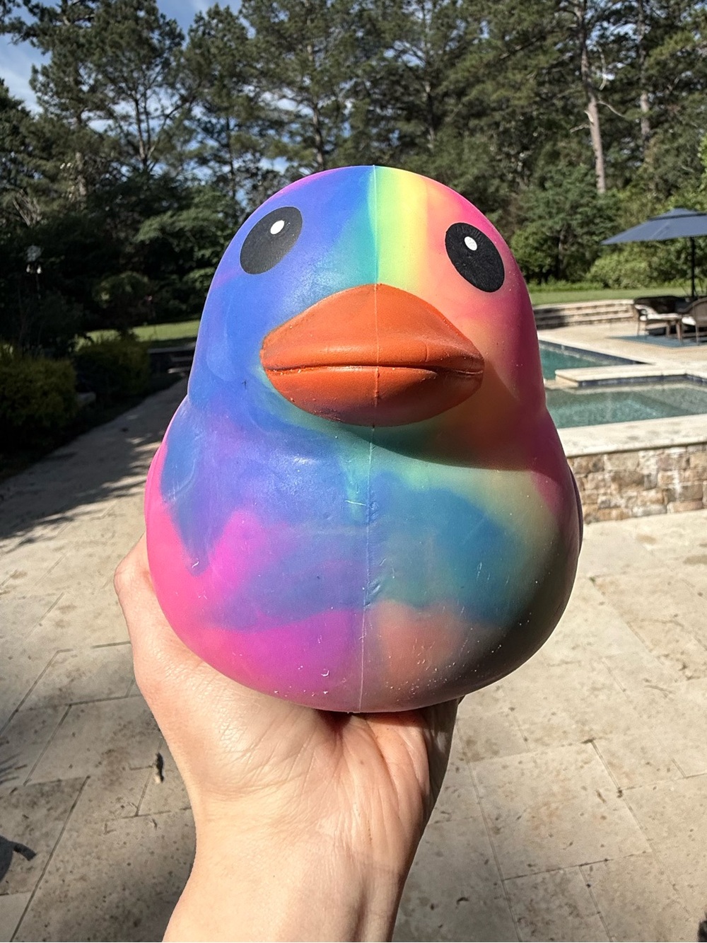 SqueeezyRainbow Rubber Duck Dog Toy - Multicolor
